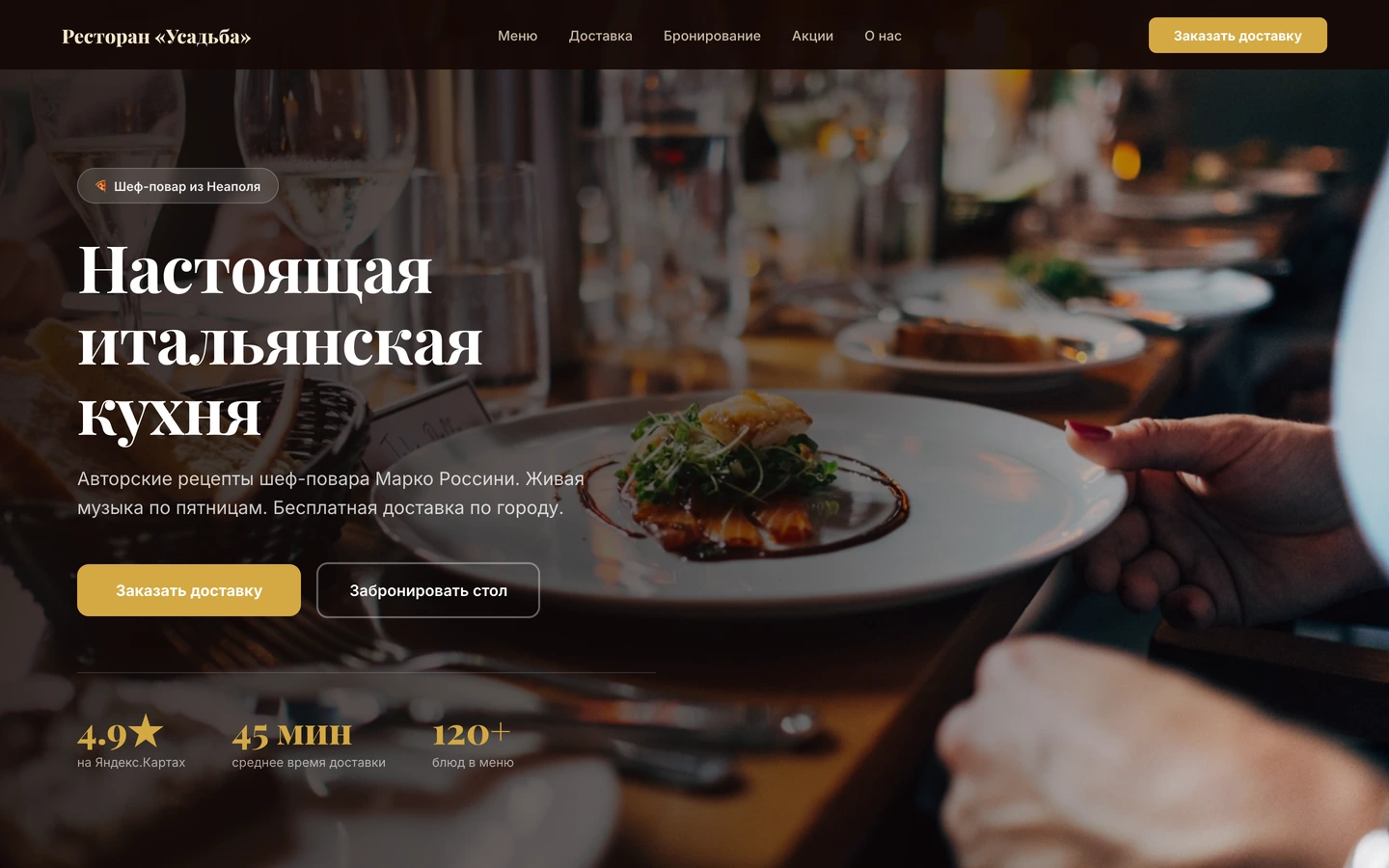 Ресторанный сайт Vkusno